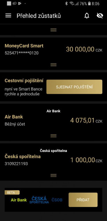 Smart Banka_multibanking OLED cerna a zlata